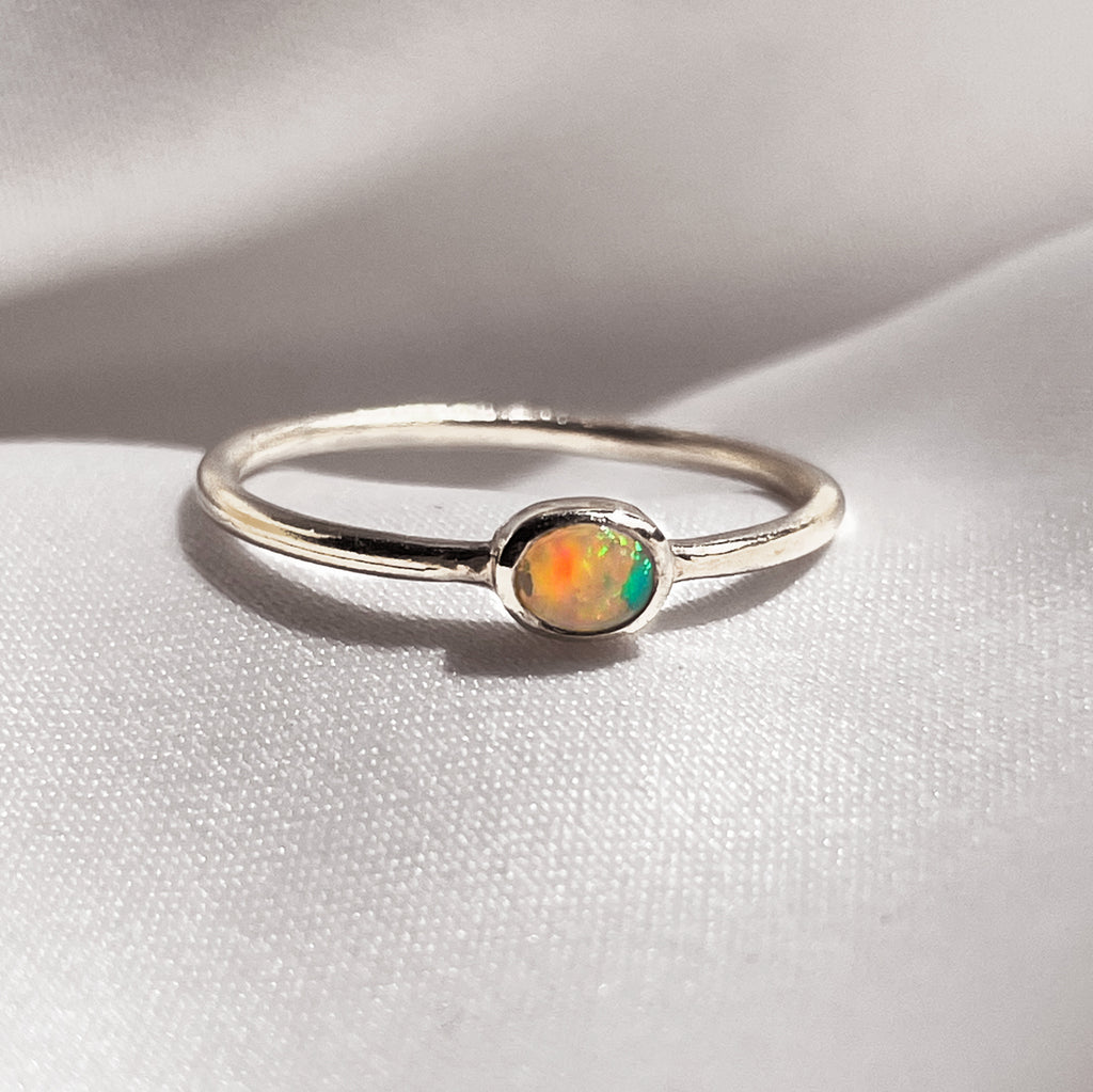 Sterling silver fire opal outlet ring