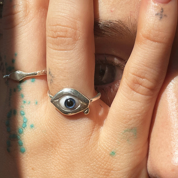 Human glass hot sale eye rings