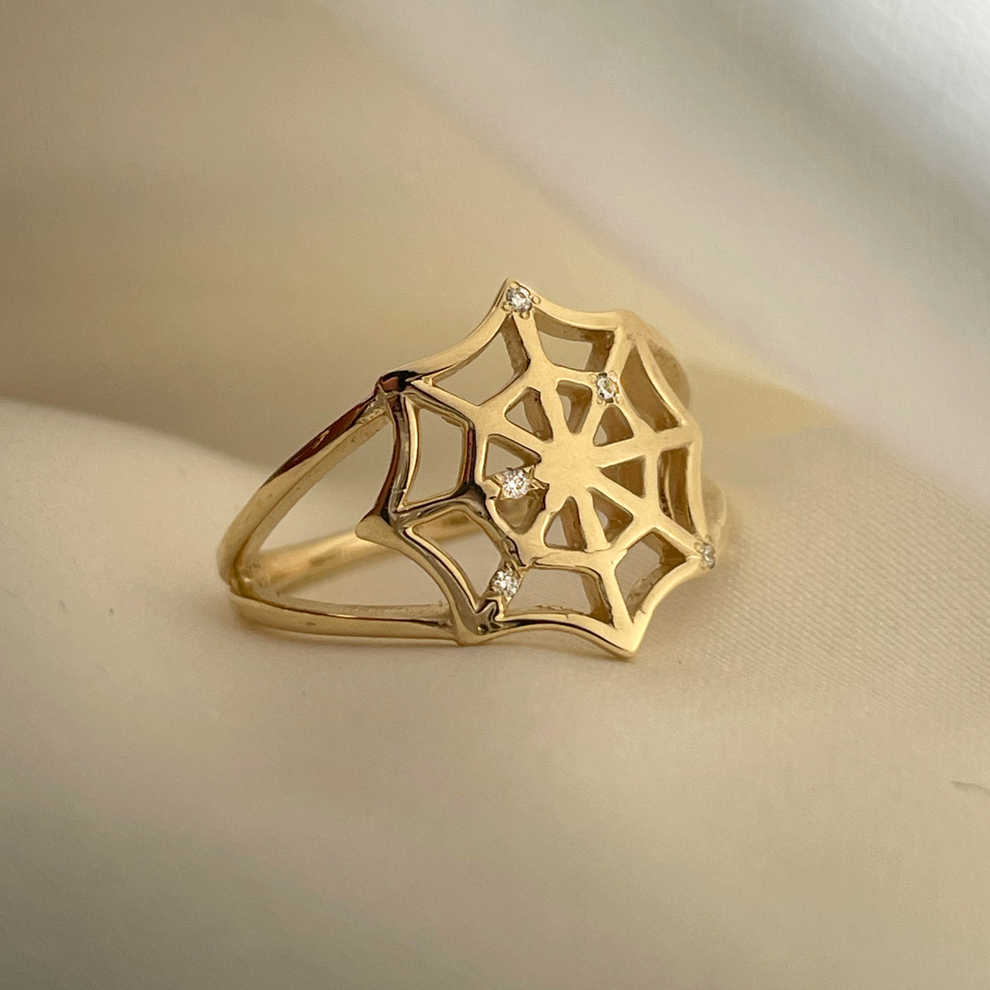 SpiderWeb Ring - Solid 9K Gold