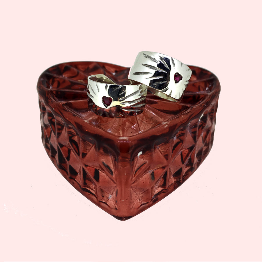 Ruby Rays Heart Ring - Serpent & the Swan