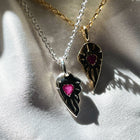 Ruby Rays Matching Heart Necklaces