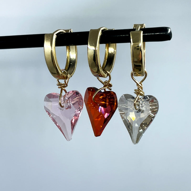 Swarovski Wild At Heart Huggie Earring - Solid 9K Gold