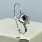 Glass Eye Safety Pin Earring - Sterling Silver