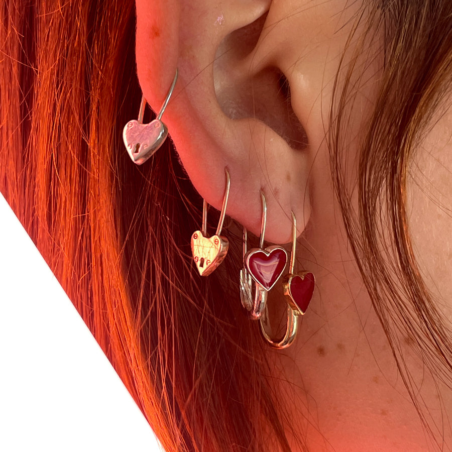 Heart hot sale padlock earrings