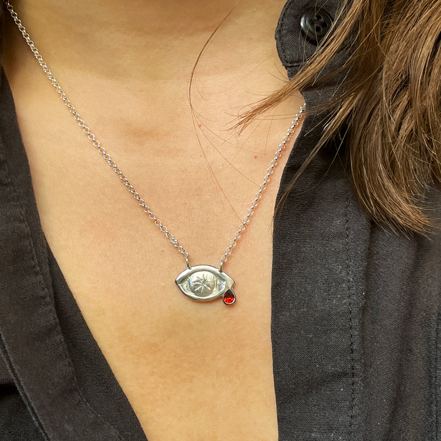 Crying sales eye necklace