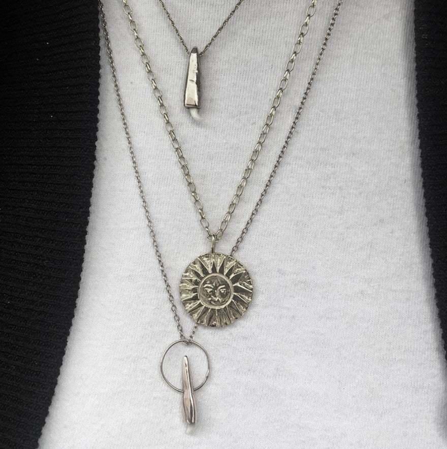 SunMoonSun Medallion Necklace - Sterling Silver