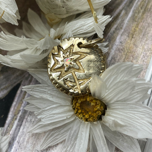 Forget Me Not Flower Birthstone Medallion Gold Serpent the Swan