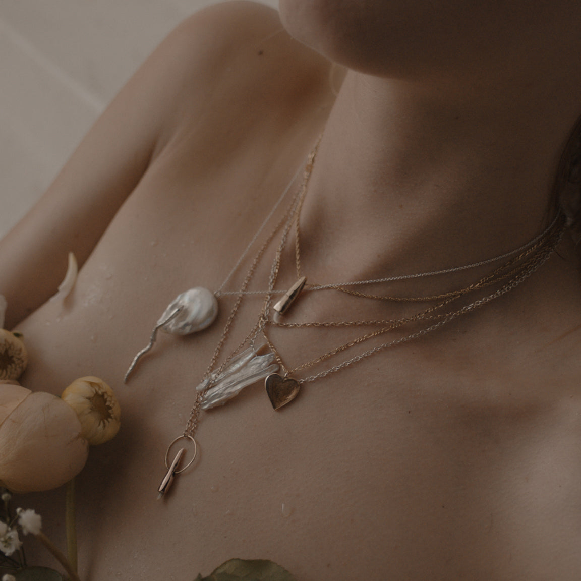 Hair Heart Pendent Necklace Gold - Custom made - Serpent & the Swan