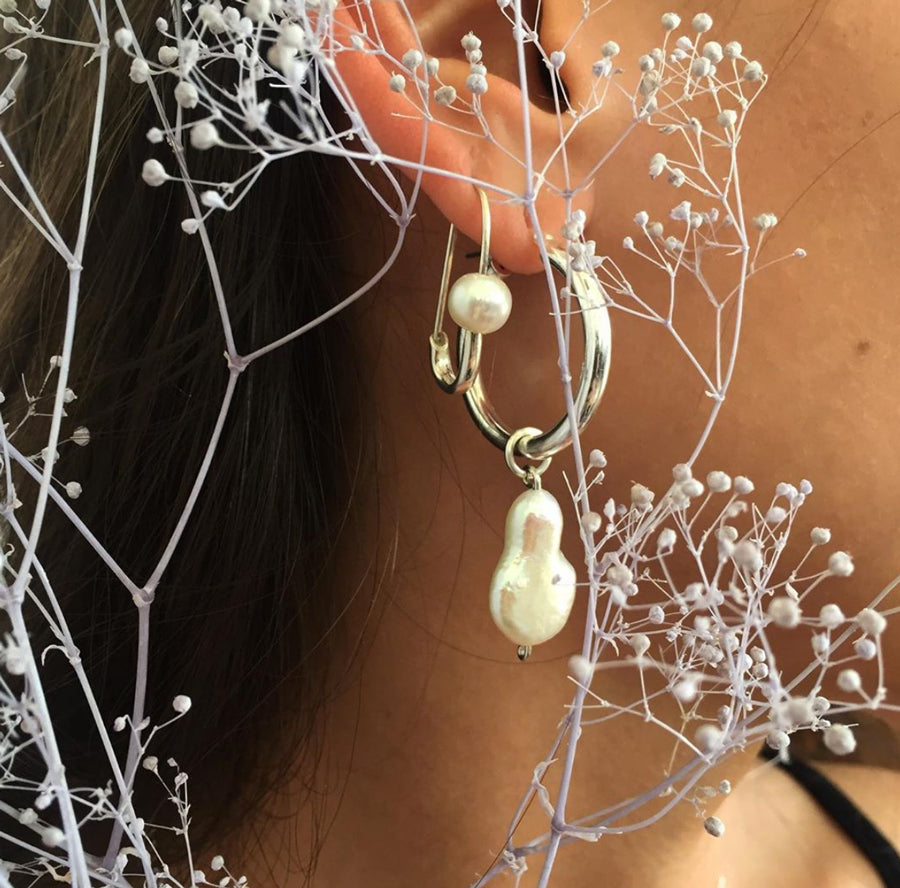 Classic Pearl Safety Pin Earring