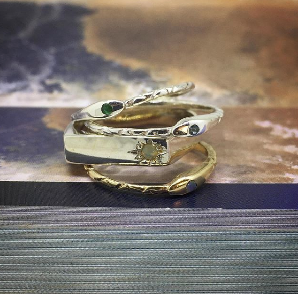 Birthstone Signet Pinky - Sterling Silver