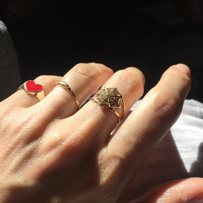 SpiderWeb Ring Gold - Serpent & the Swan