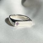 Birthstone Signet Pinky - Sterling Silver