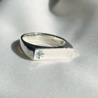 Birthstone Signet Pinky - Sterling Silver