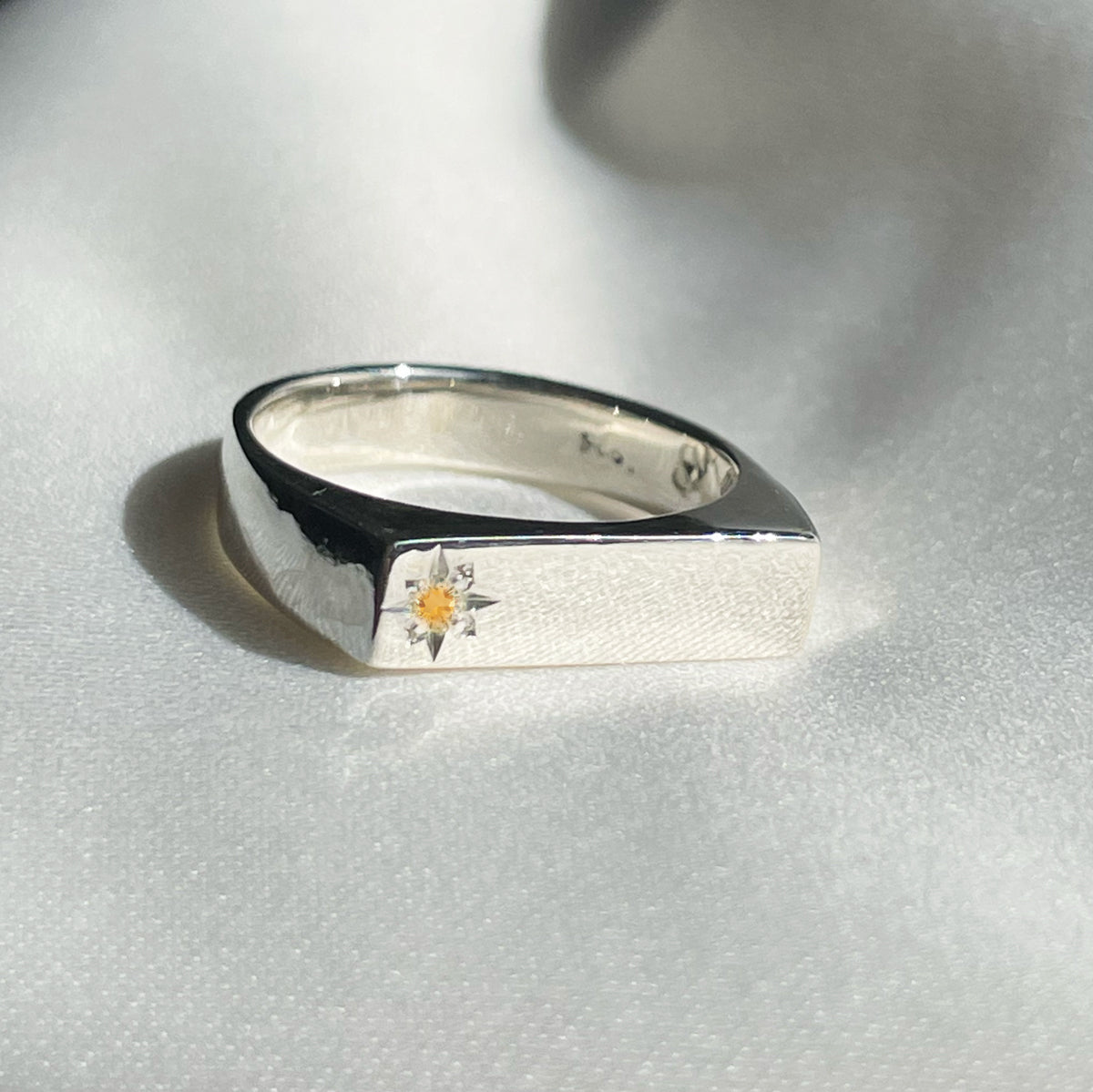 Birthstone Signet Pinky - Sterling Silver