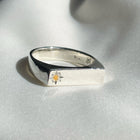 Birthstone Signet Pinky - Sterling Silver