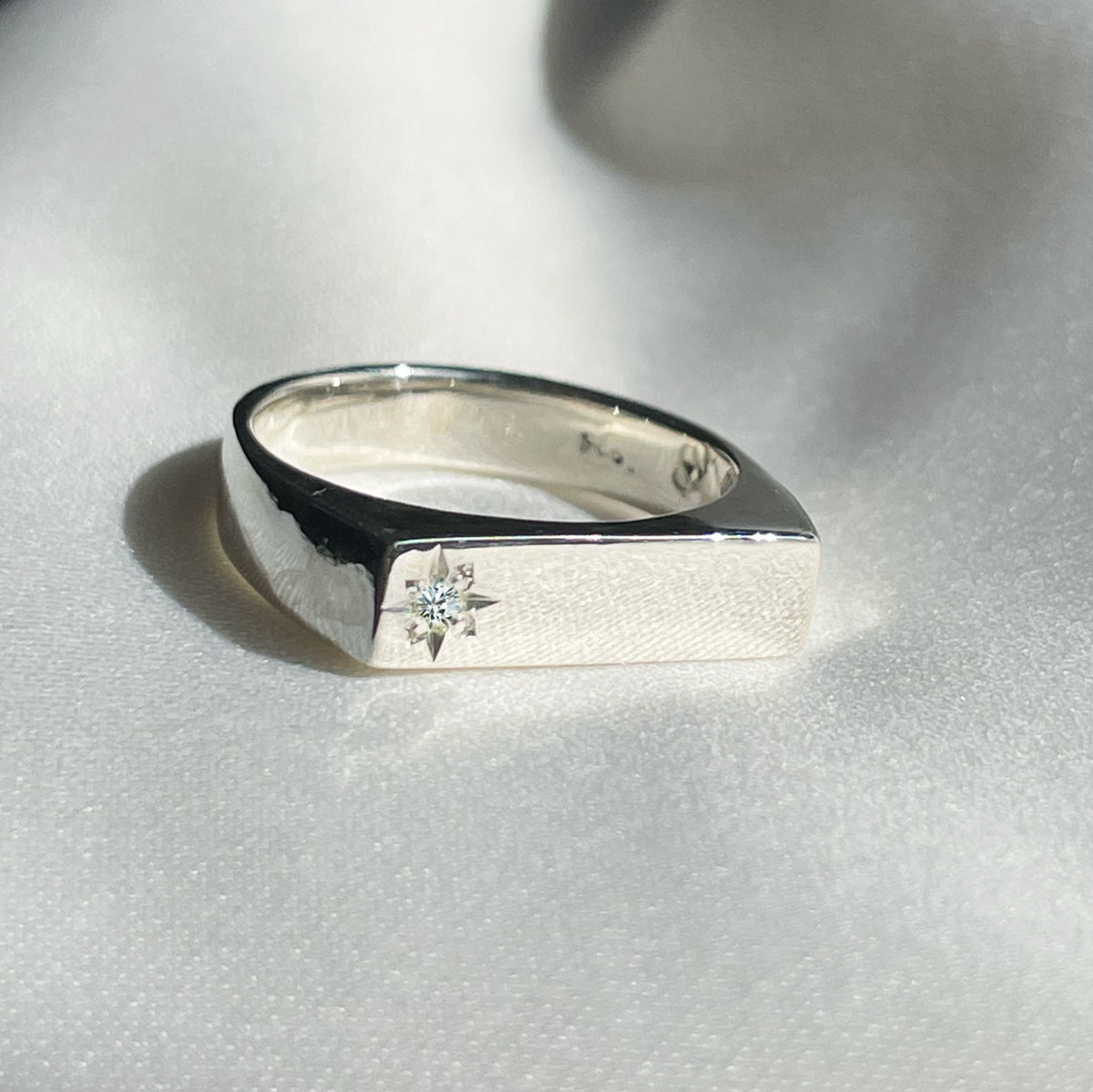 Birthstone Signet Pinky - Sterling Silver