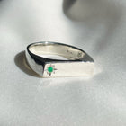 Birthstone Signet Pinky - Sterling Silver