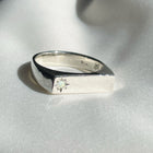 Birthstone Signet Pinky - Sterling Silver