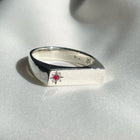 Birthstone Signet Pinky - Sterling Silver
