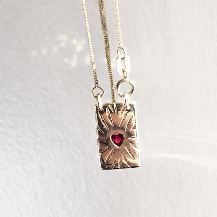 Ruby Rays Talisman Necklace - Sterling Silver